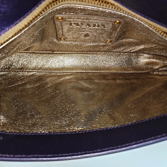 Prada Purple Saffiano Leather Chain Shoulder Bag - Picture 6 of 10